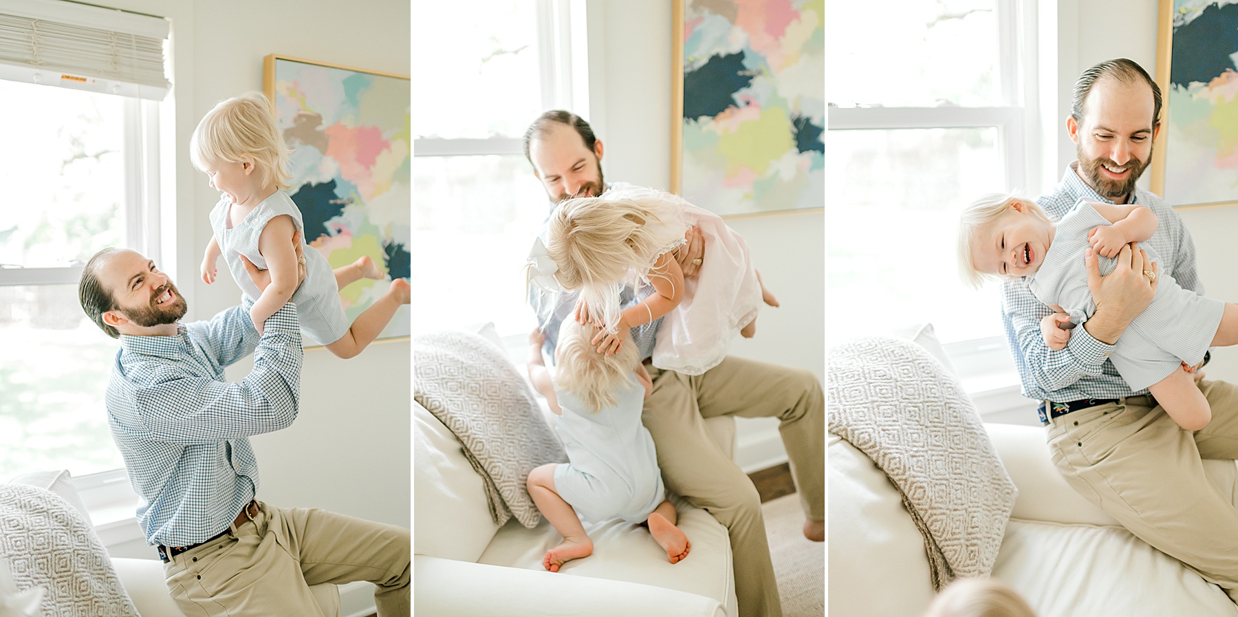 dad playing wiht his son