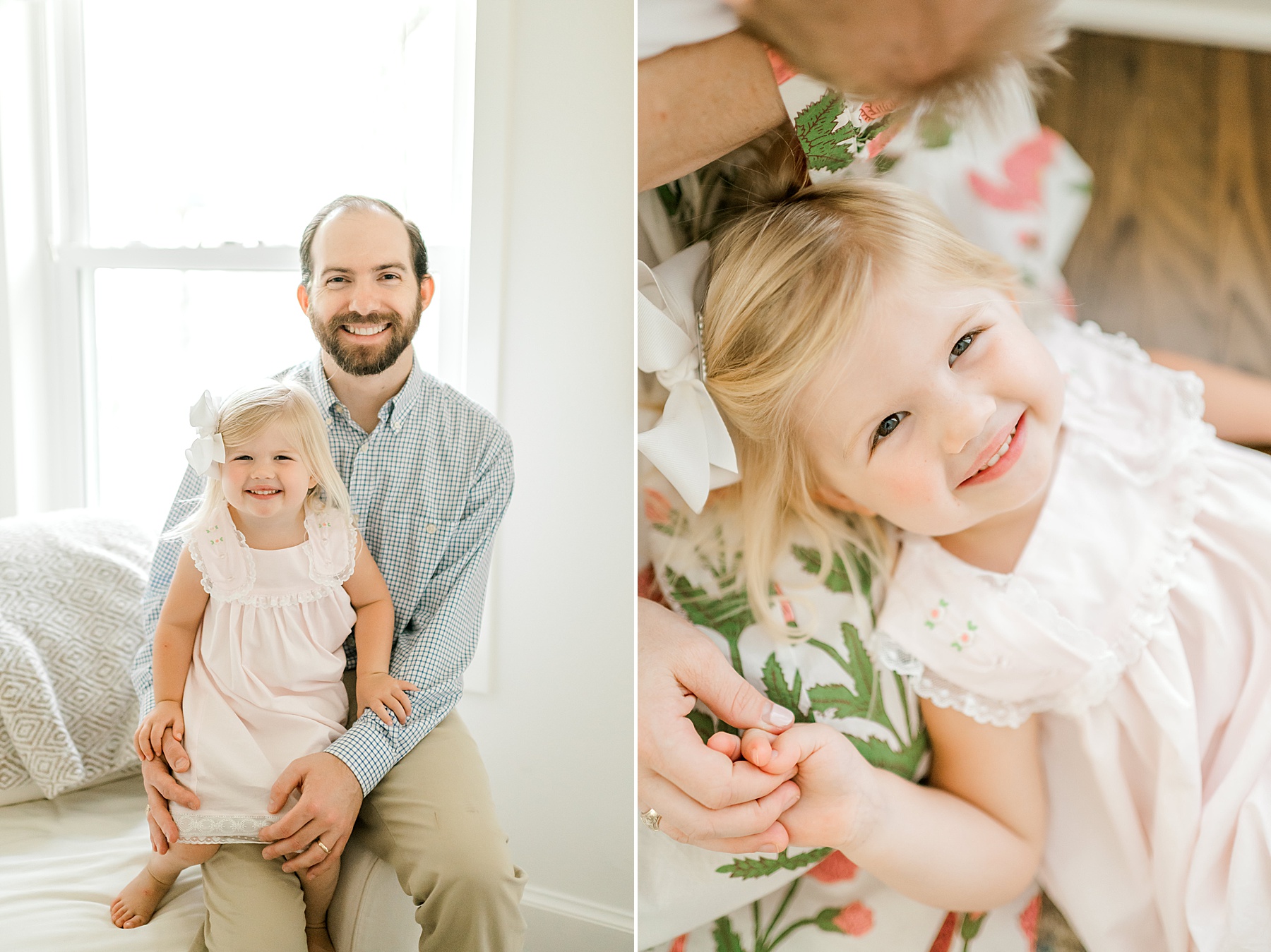 little girl with her parents during in-home session