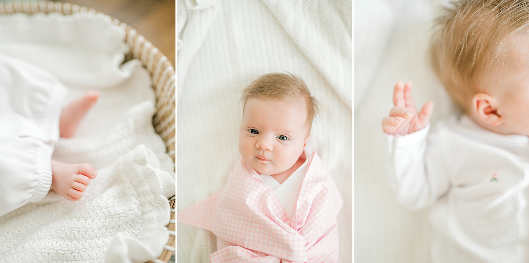 newborn wrapped in pink blanket