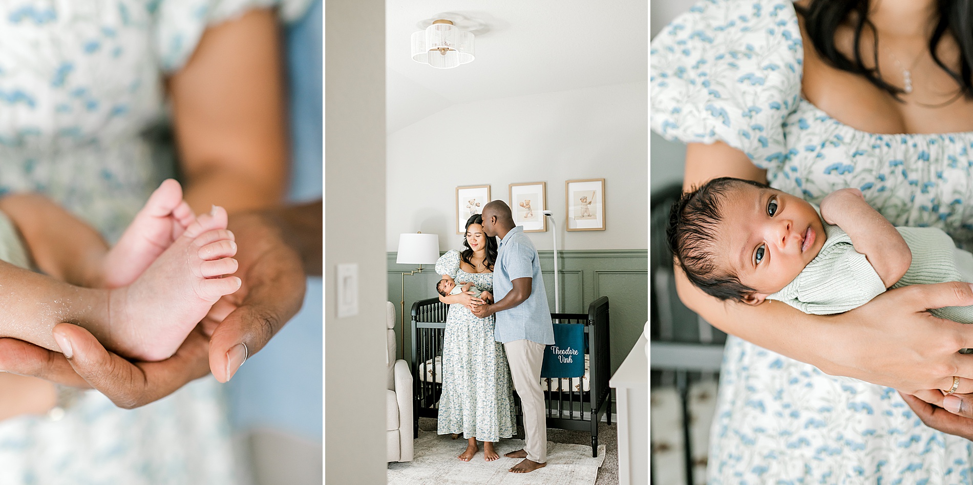 little boy wide awake during newborn portraits 