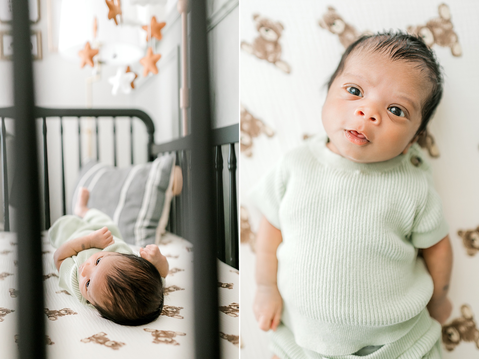 wide awake newborn during Peaceful New Braunfels In-Home Newborn Session