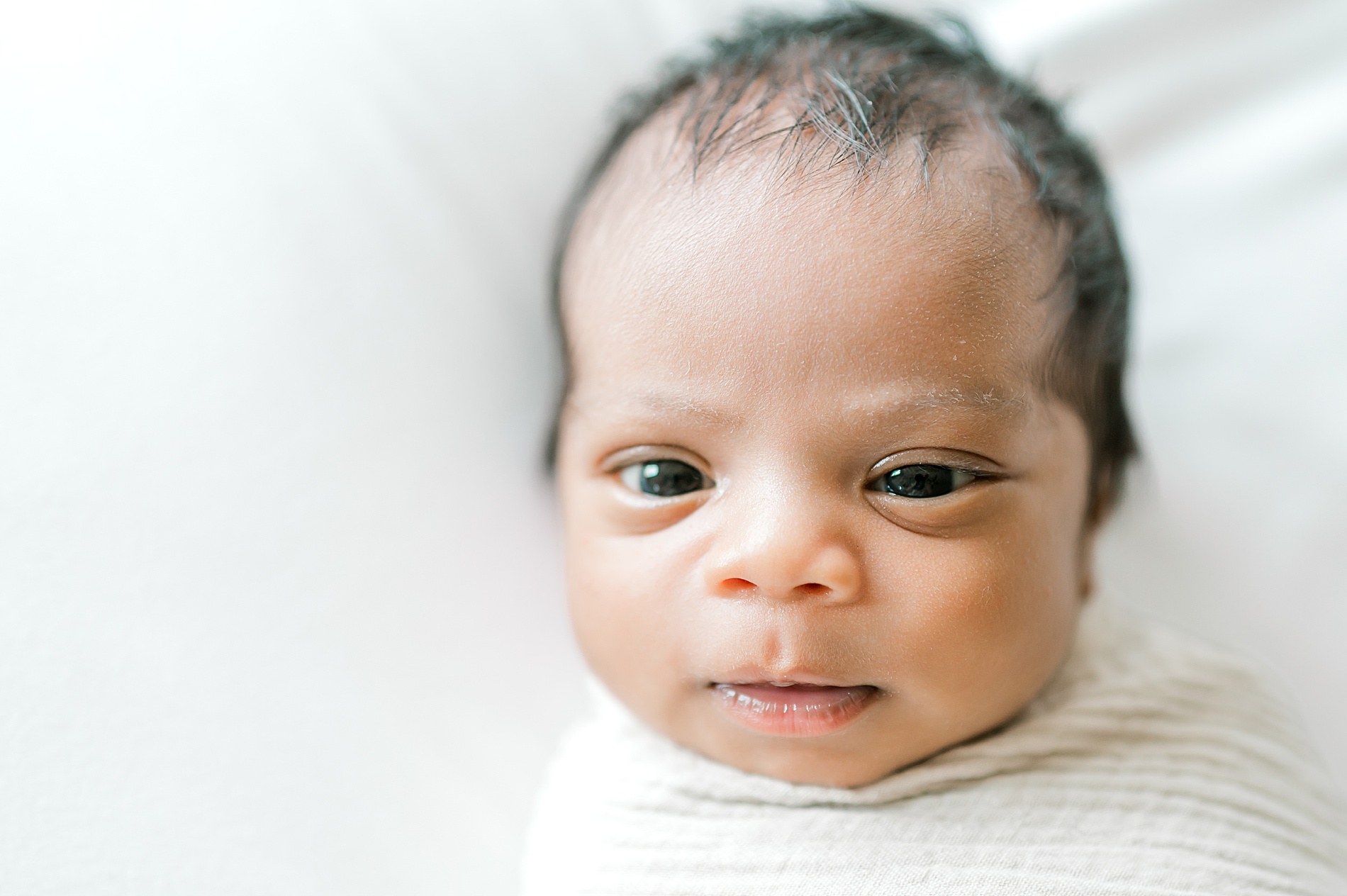 awake newborn during Peaceful New Braunfels In-Home Newborn Session