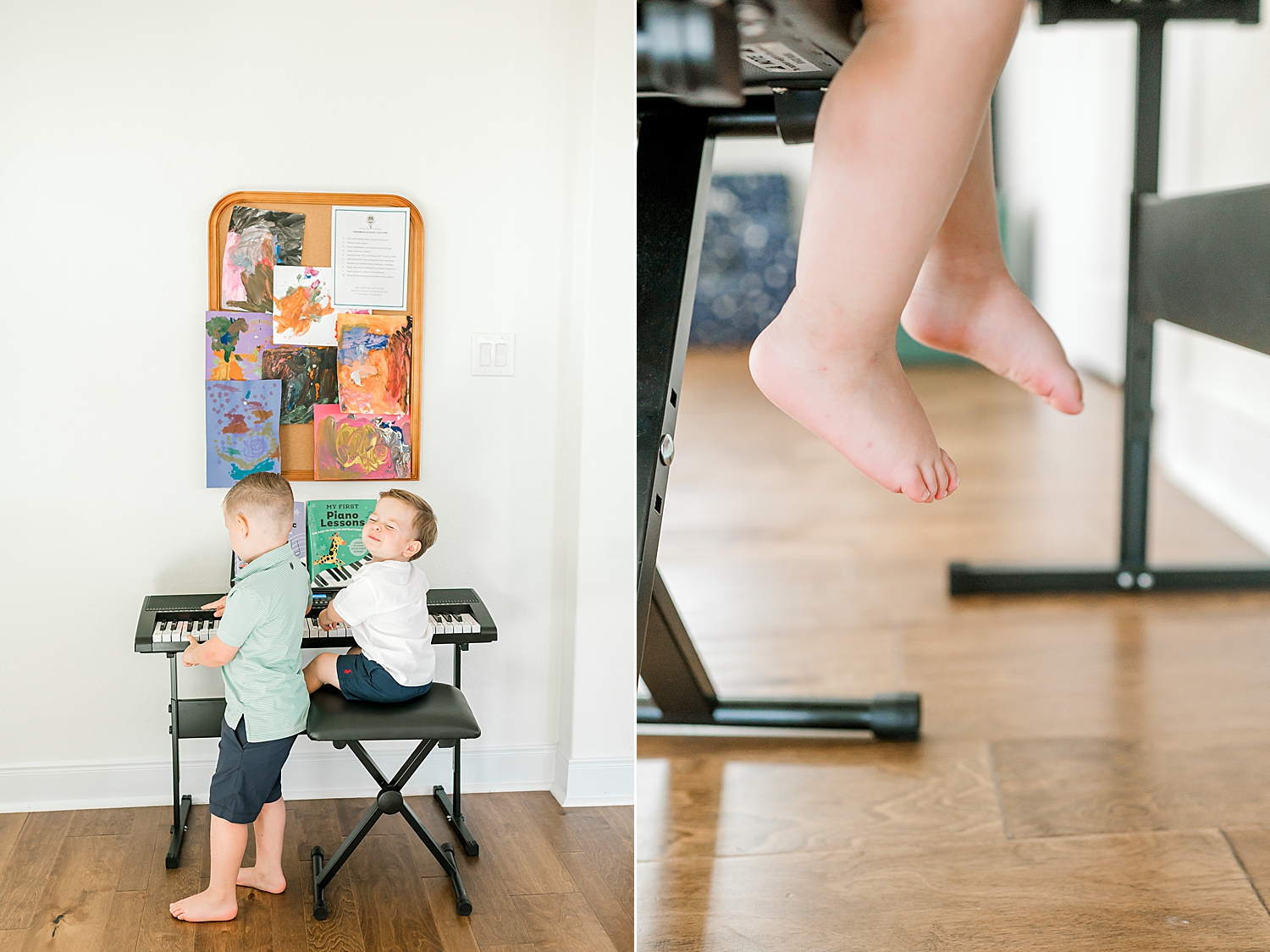 kids playing on keyboard | Choosing activities your family enjoys during in-home family session