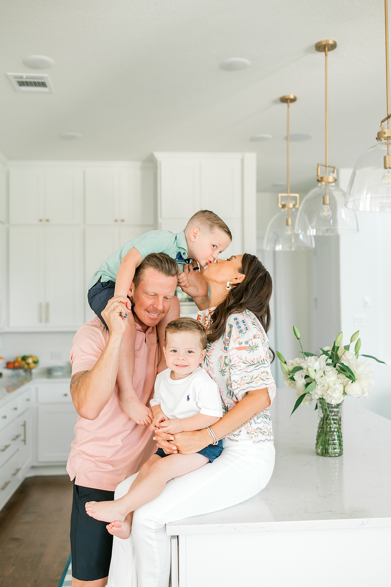 tender family portraits during in-home family session in Boerne, TX