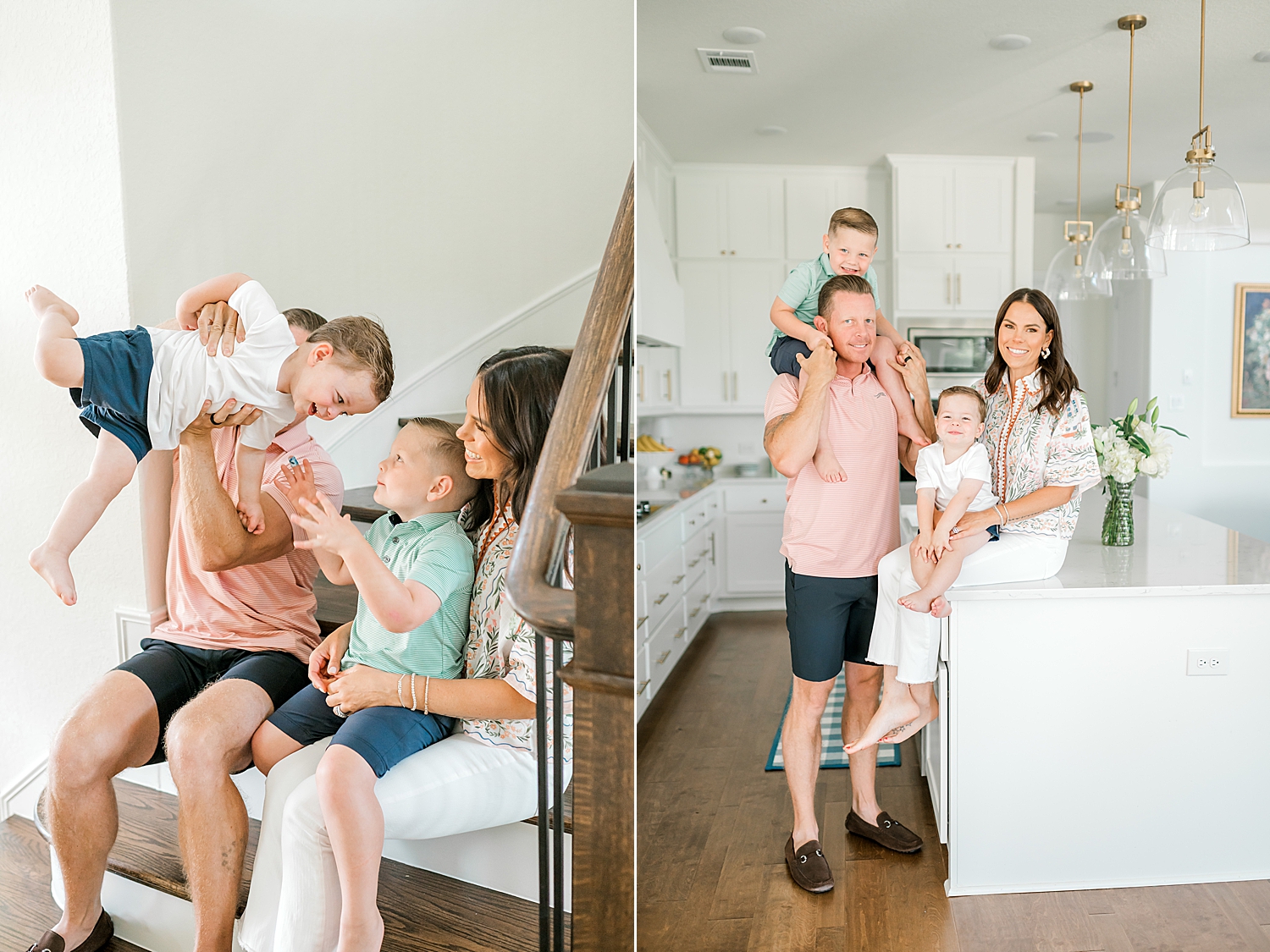 family in kitchen at in-home session | What to Expect at Your In-Home Family Session