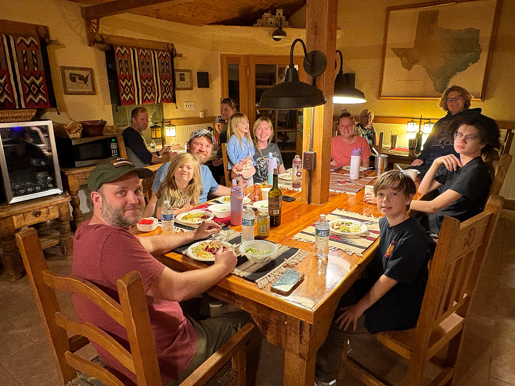 family enjoys a meal together