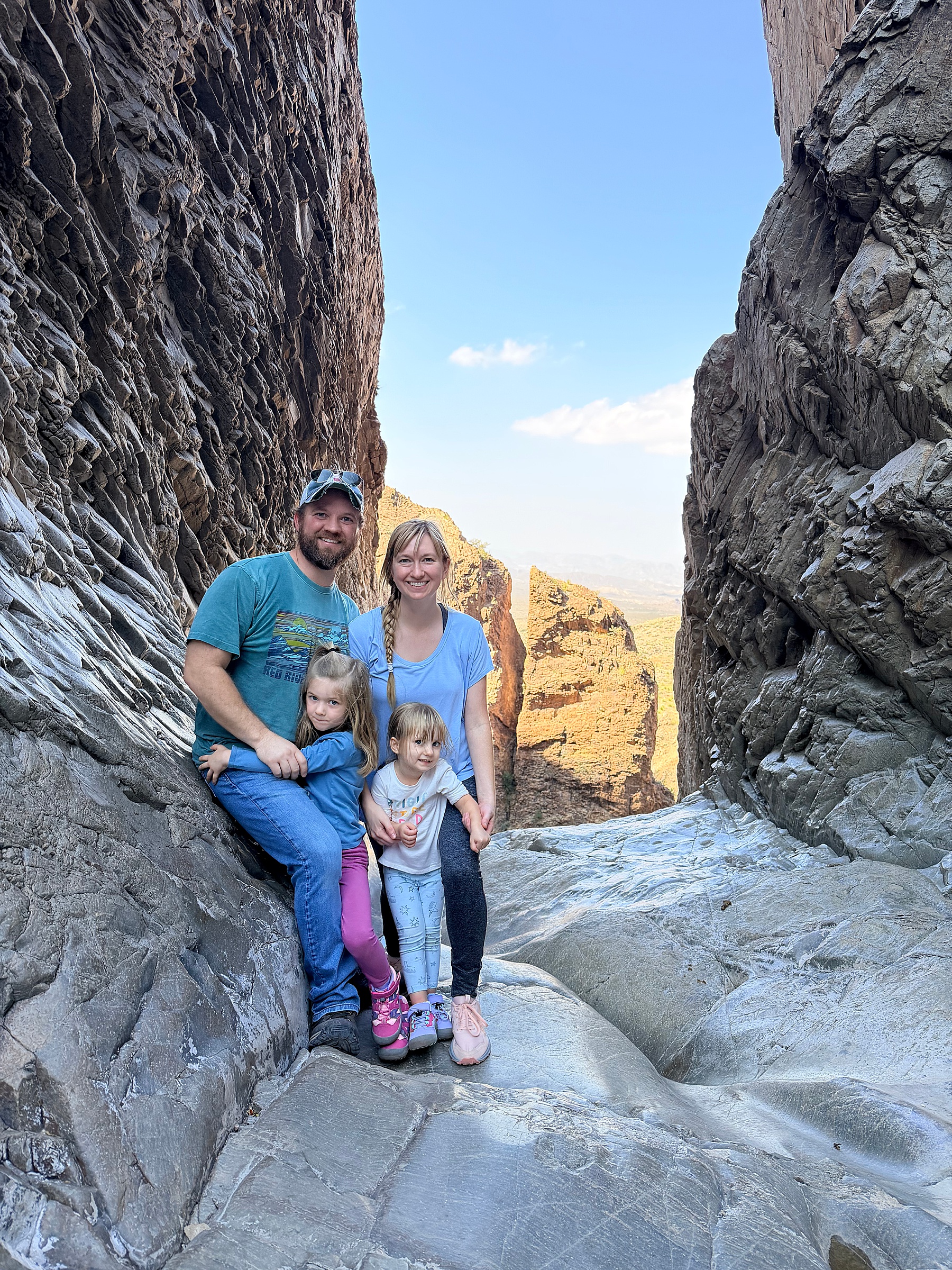 family hike in the canyon
