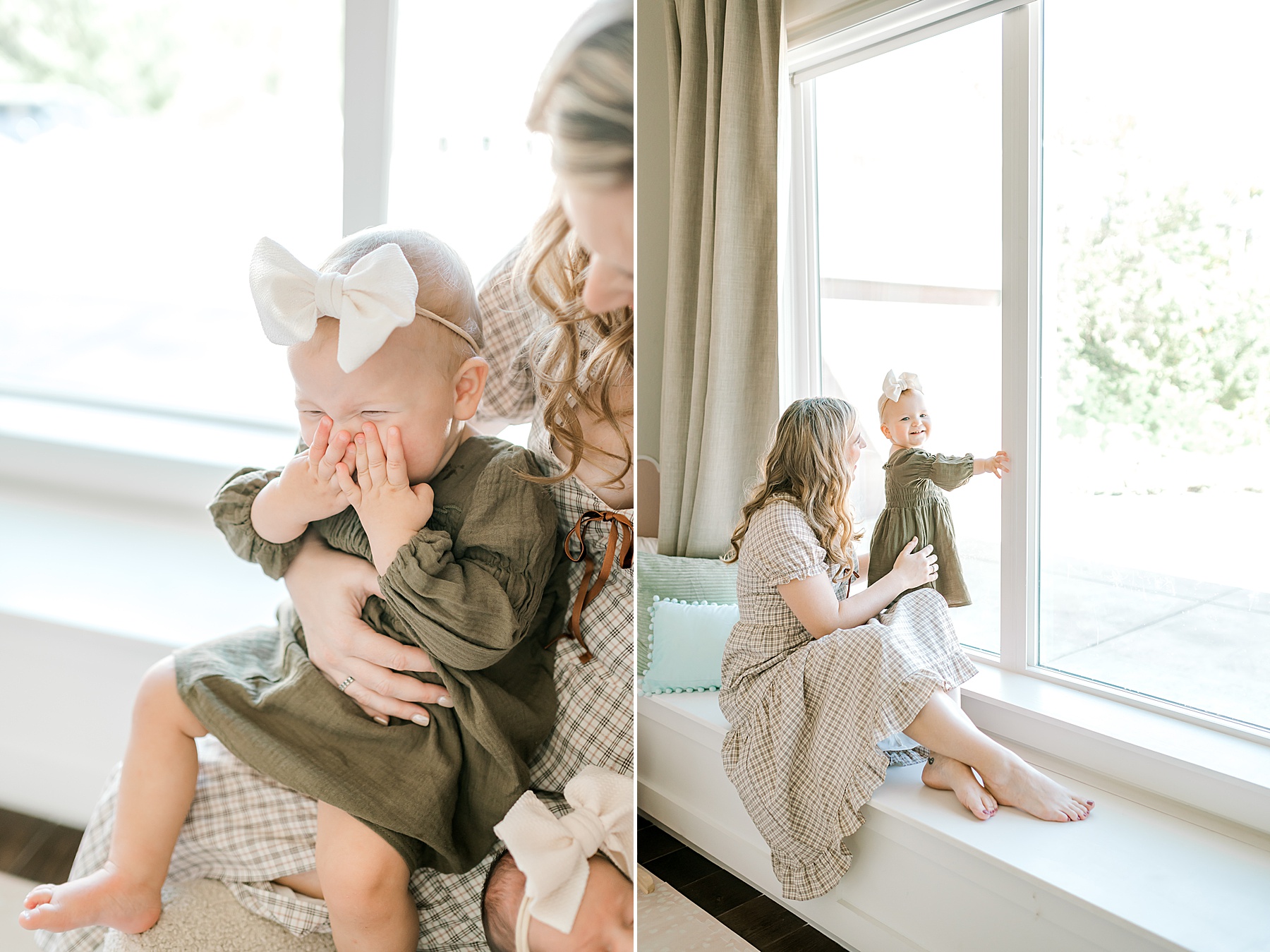 mom with older sibling during in-home newborn session