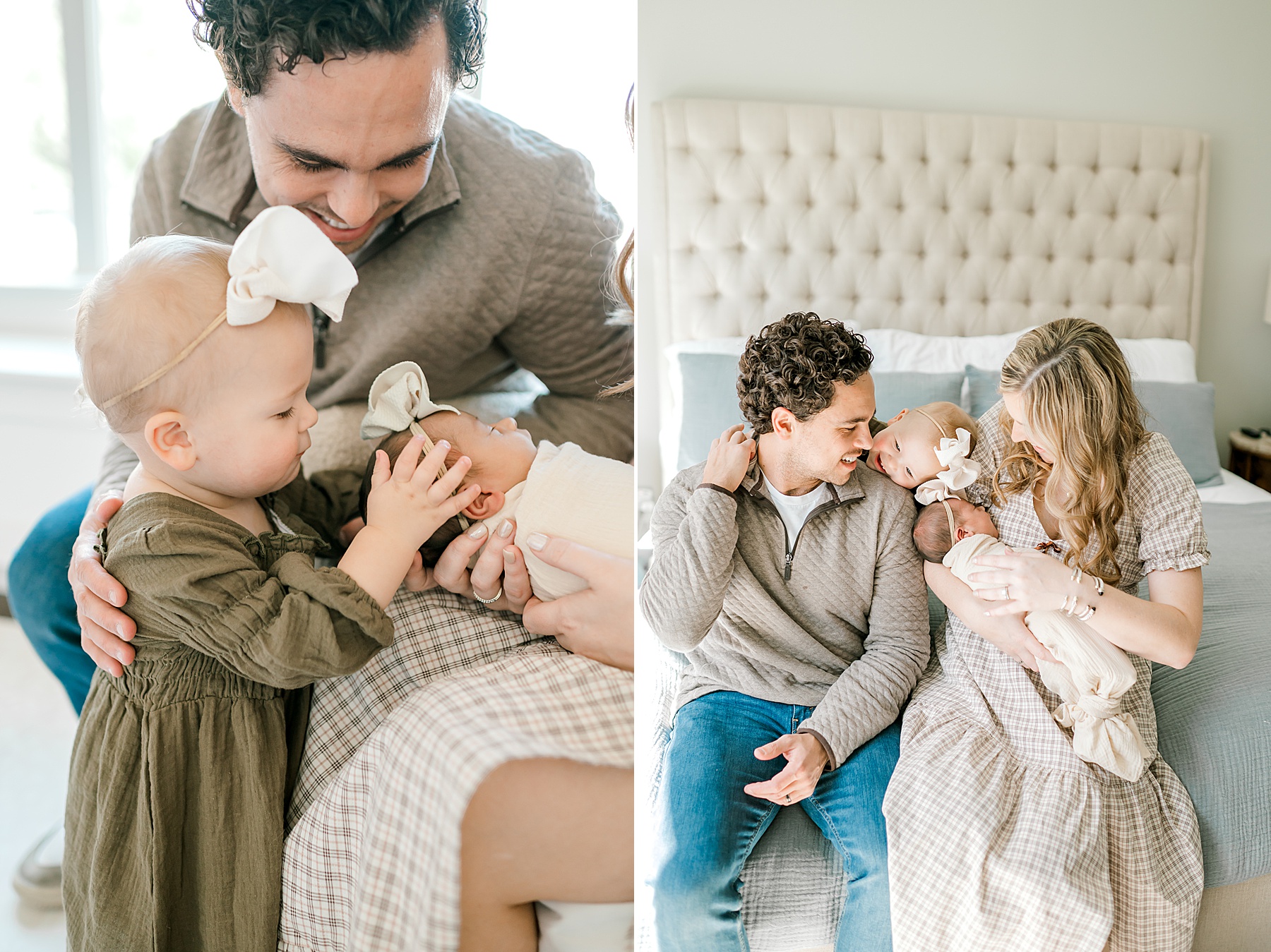 big sister kisses little sister's head