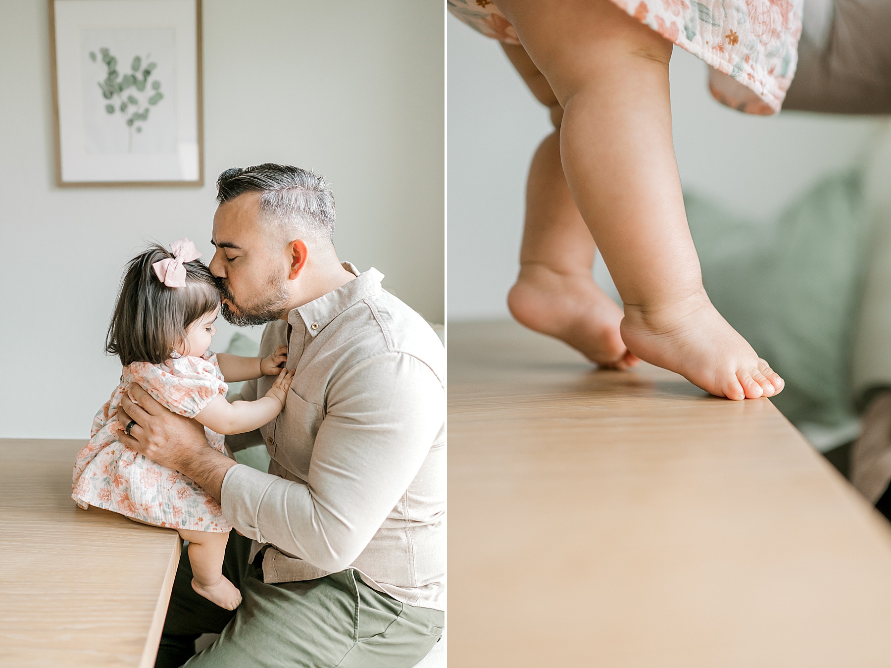 dad kisses little girl
