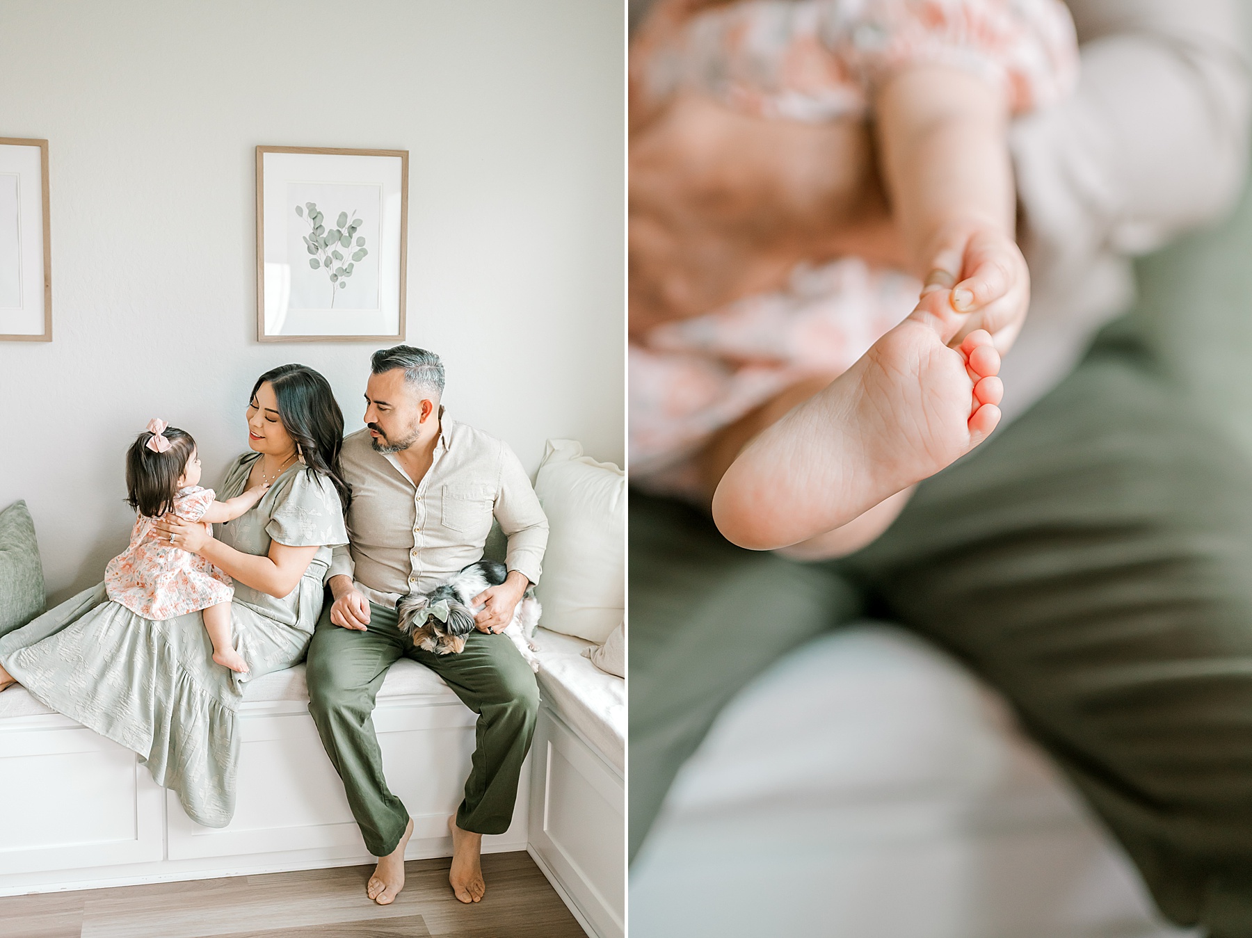 parents sit with their little girl