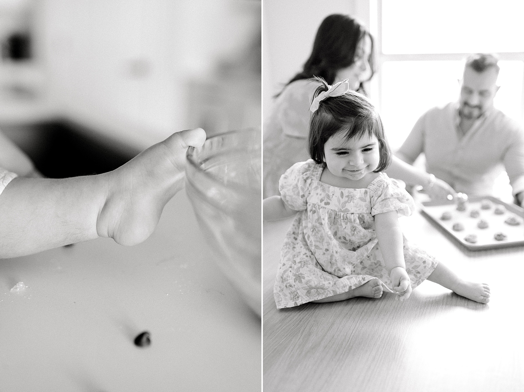 family bakes cookies together during in-home session
