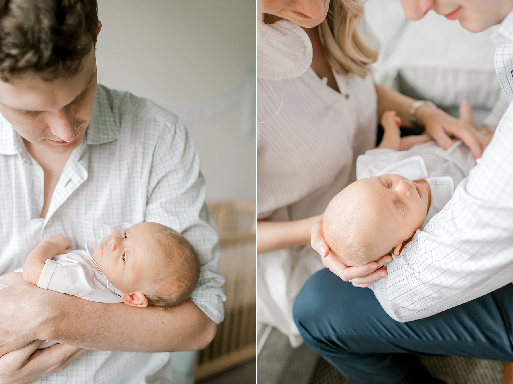 candid portraits of parents with newborn boy