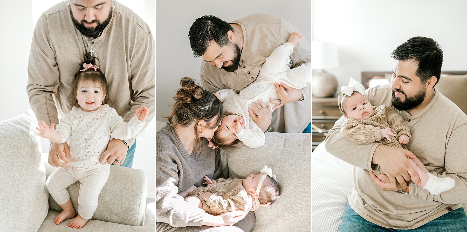 parents with newborn and toddler during Bulverde Tx newborn session 