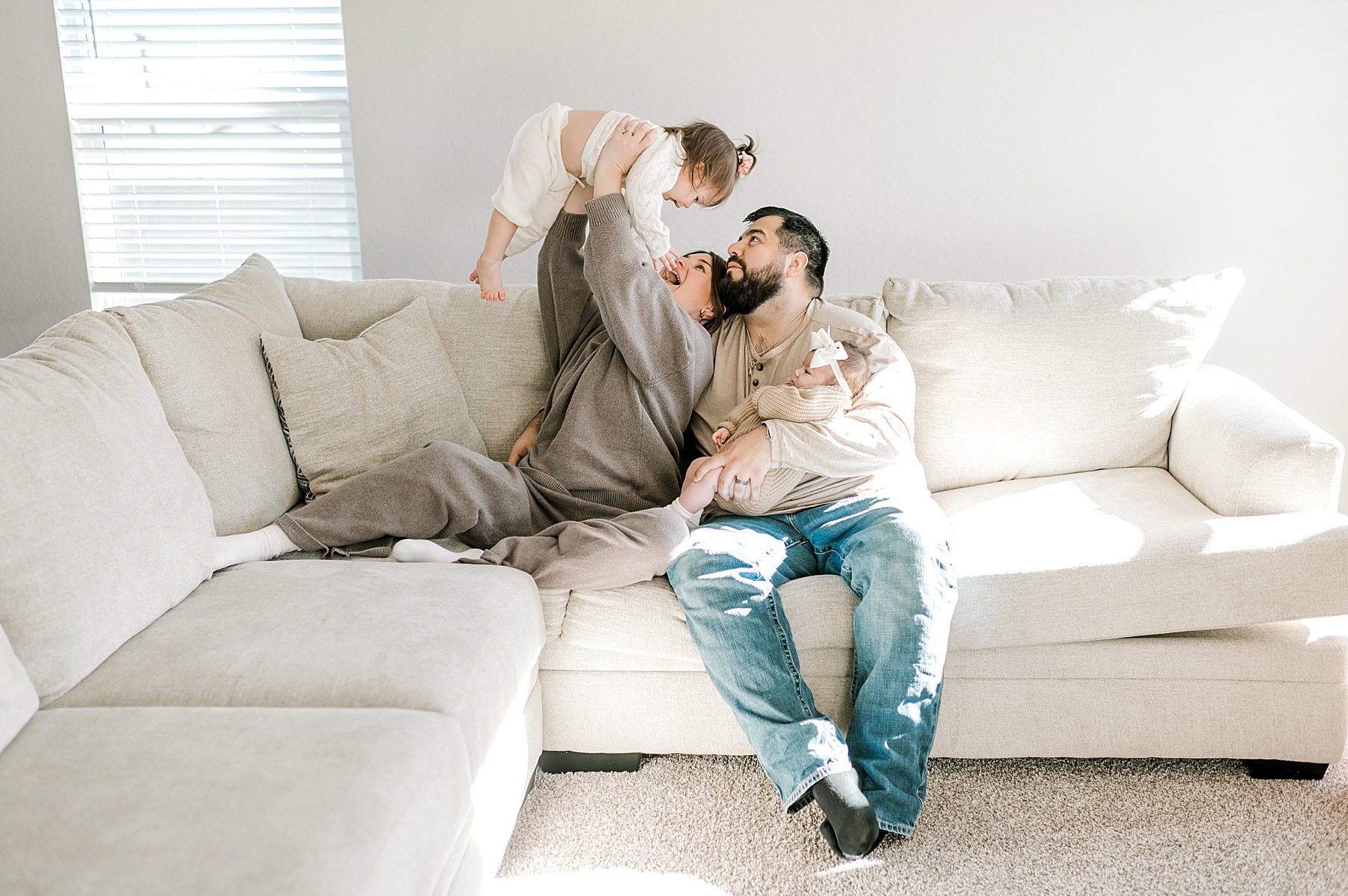 Candid in home newborn and family photos 