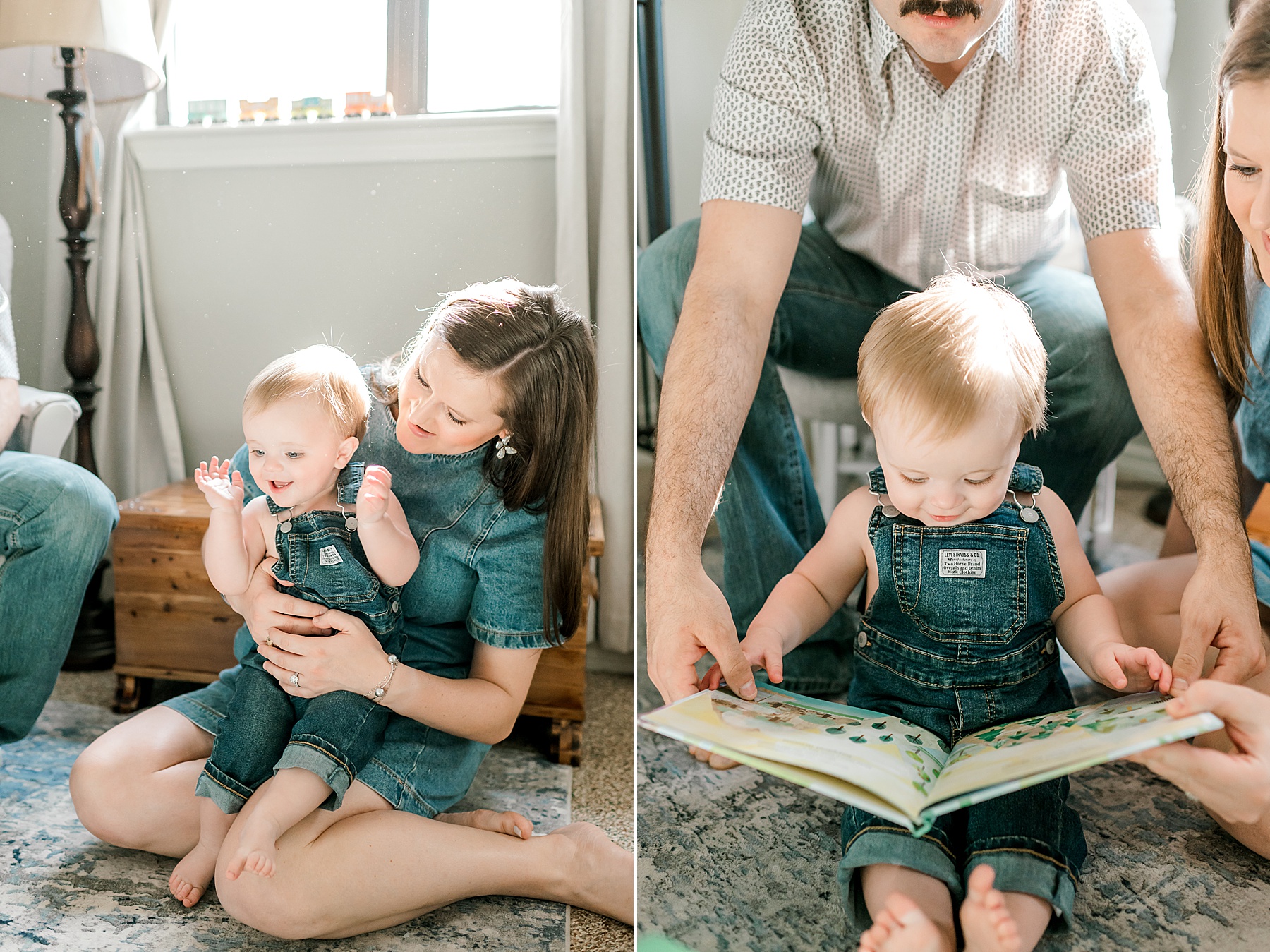parents sit with their son during in-home session 